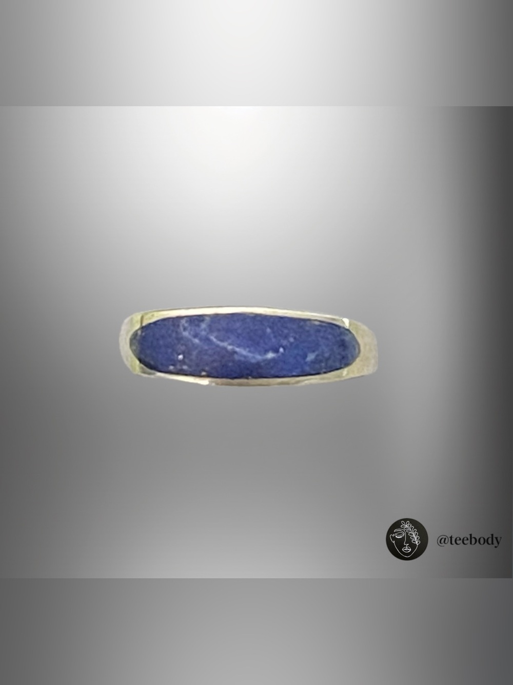 VTG NWT Copper Lapis Lazuli Inlay Signet Ring Boho Modernist Blue